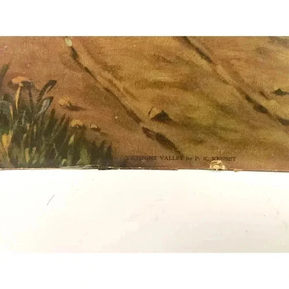 VTG Mid-Century Print Twilight Valley by Kenset 1945 Unframed 24"x28" - Picture 9 of 12